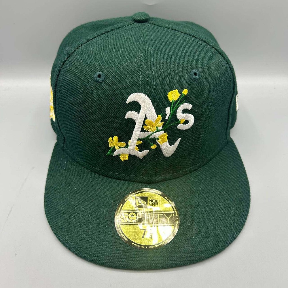 Oakland Athletics Hat Men 7 1/4 Green Yellow Floral 59Fifty New Era Fitted Cap
